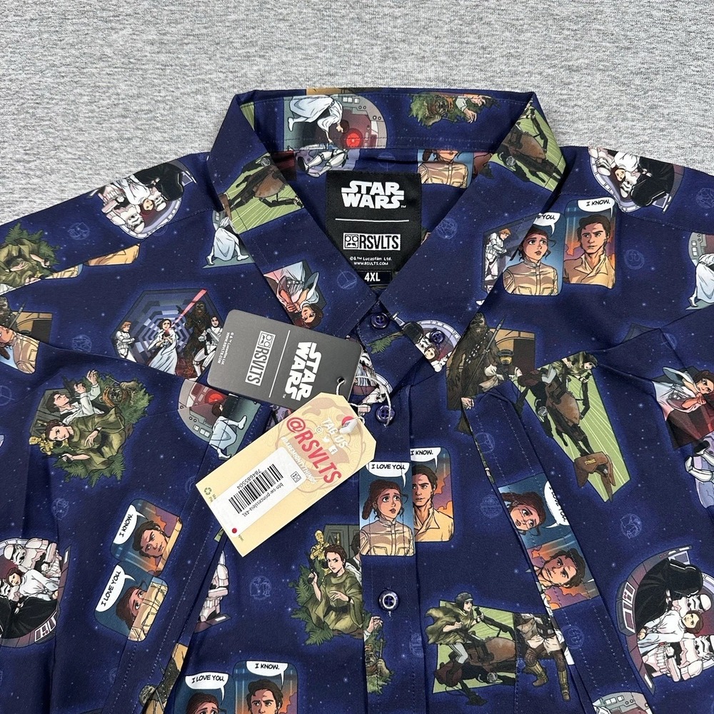 RSVLTS x Star Wars Shirt Mens 4XL Blue Royal Rebel Button Down Stretch NEW